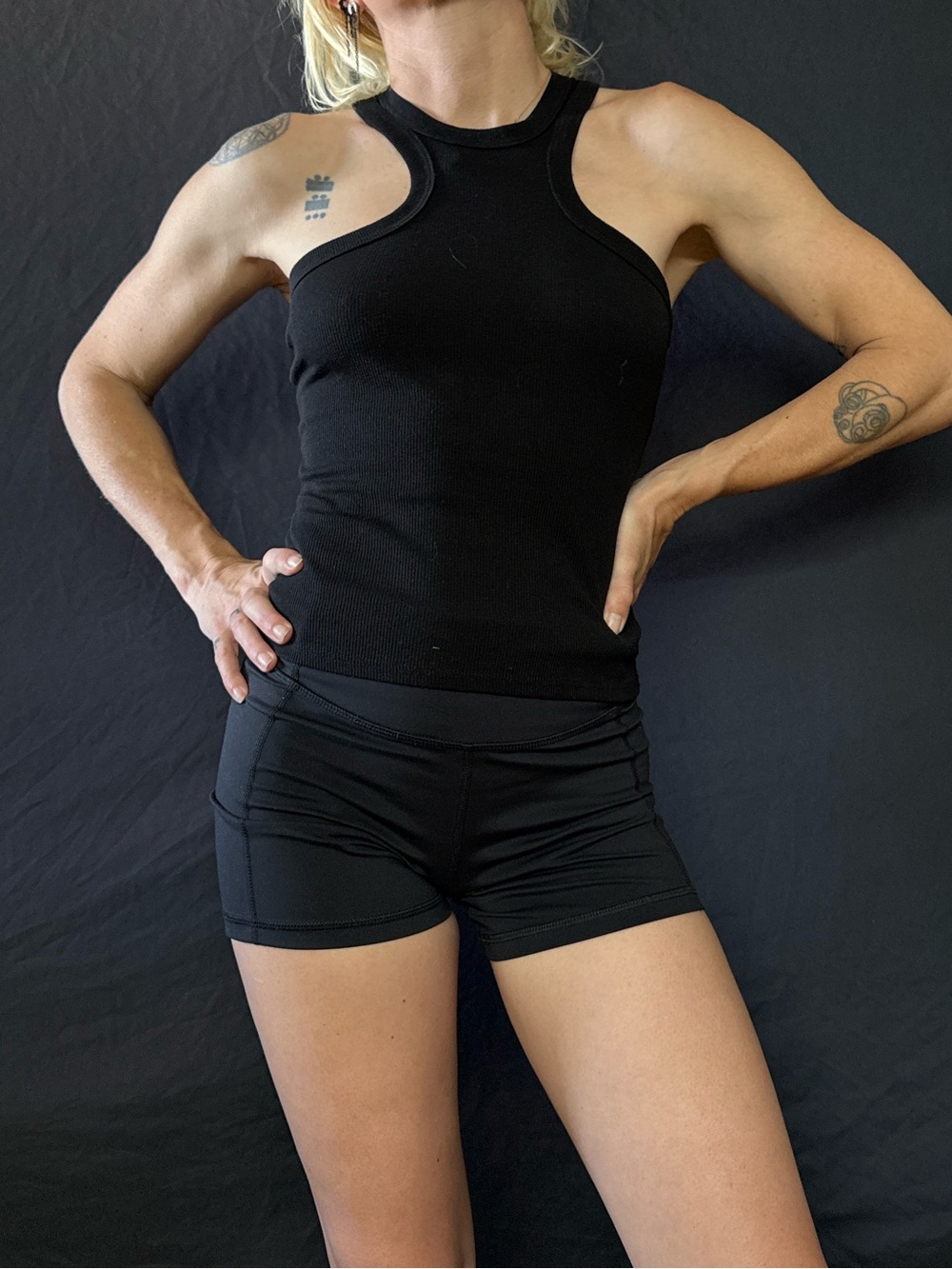 Timing Black Ribbed Tank Top